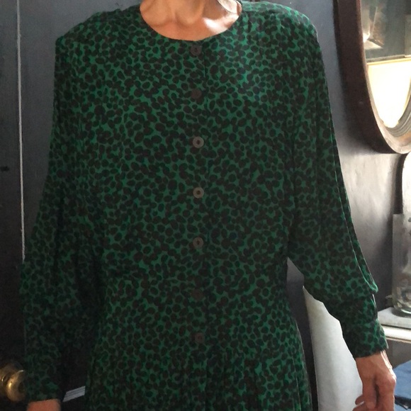 VTG Emerald Green Cheetah Print Dress, Size S, by MENU - Picture 11 of 11